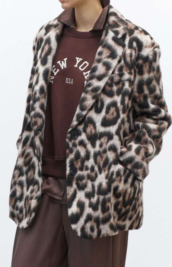 LEOPARD WOOL BLEND BLAZER