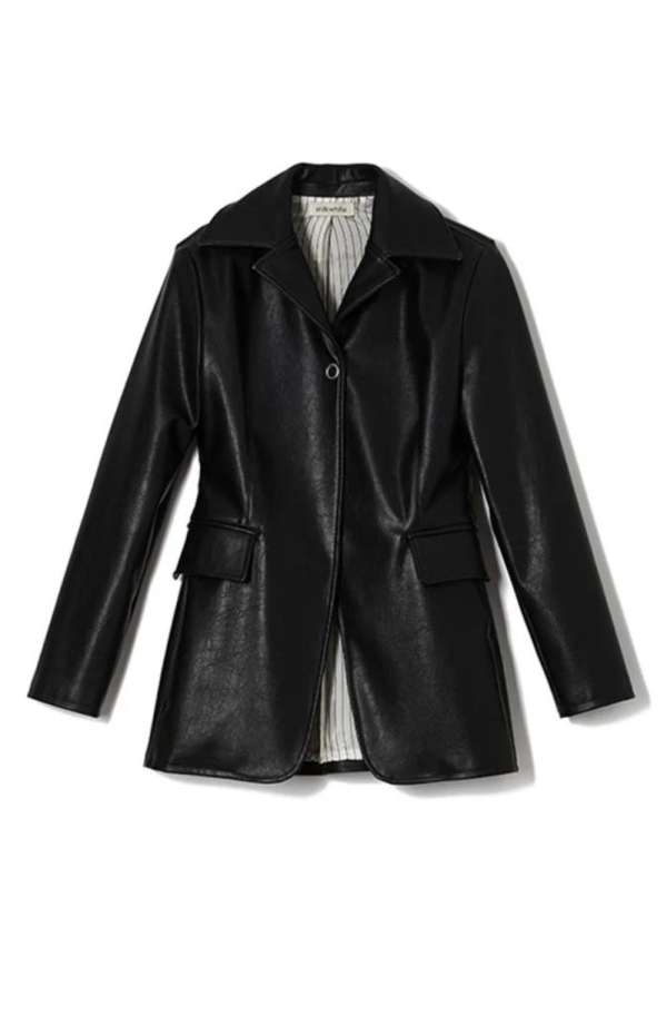 FAUX LEATHER BLAZER